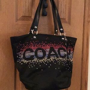 COACH Black Tote Coach Name in Sequins 13”L x 17”W